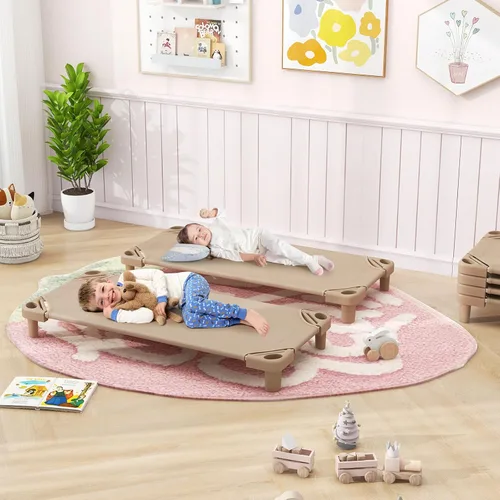 Vista 9 de Costzon Cunas apilables para guardería infantil preescolar (6 paquetes)