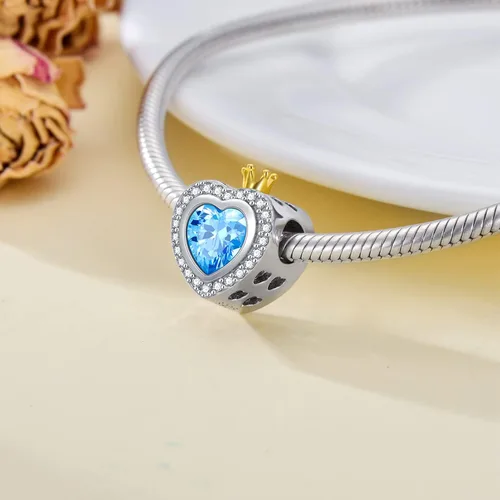 Vista 6 de LONAGO Abalorio personalizado con foto para mujer, plata de ley 925, con forma de corazón, piedra natal simulada