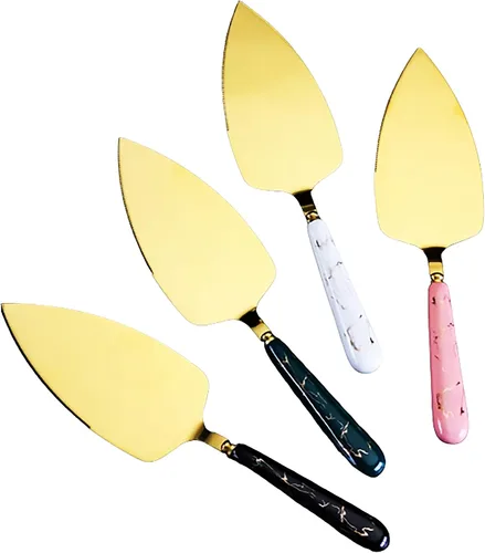 Vista 6 de Chandler Cake and Pie Server Kit Wedding Cake Serving Kit Stainless Steel 18/10 Cutlery Set 2 Pieces Pastry Servers (Green)
