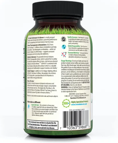 Vista 3 de Irwin Naturals Quemador de grasa V02 Max Performance 60 cápsulas blandas líquidas