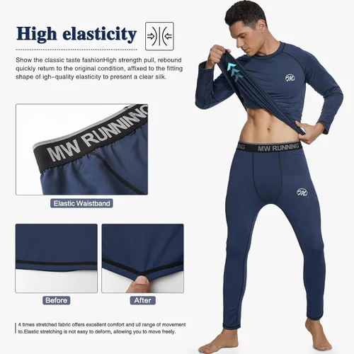 Vista 4 de MeetHoo Men's Thermal Underwear Set, Base Layers Winter Gear Compression Long Johns with Fleece Lined for Skiing