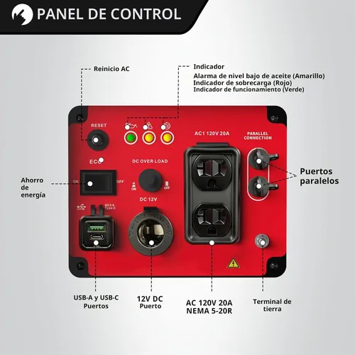 Vista 3 de Generador inversor portátil PowerSmart de 2500 vatios para acampar