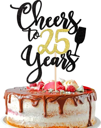 Vista 8 de 1 pieza de decoración para tartas de "Cheers to 20 años" con purpurina dorada y negra para pastel de 20 años, decoración de pastel de 20 años