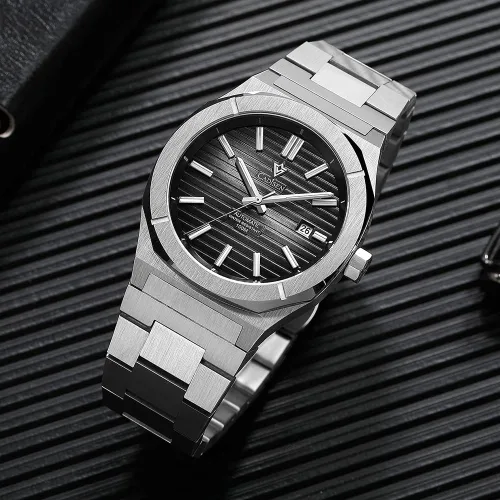 Vista 6 de CADISEN Los hombres del diseño relojes mecánicos automáticos 100M impermeable marca reloj de pulsera de lujo