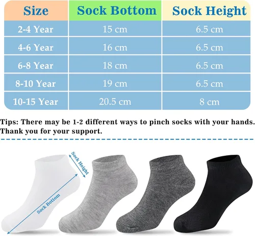 Vista 2 de Duufin 12 pares de calcetines deportivos para niños pequeños, calcetines atléticos de corte bajo, calcetines de media amortiguación para niños