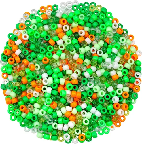Vista 10 de 1000 piezas de cuentas de pony a granel, kit de 5 estilos de cuentas de pelo marrón para hacer trenzas y pulseras, decoración artesanal de otoño