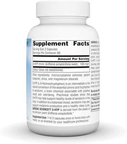 Vista 3 de Source Naturals, Serene Science® 5-HTP - 100 mg - 120 Cápsulas Promueve un estado de ánimo equilibrado