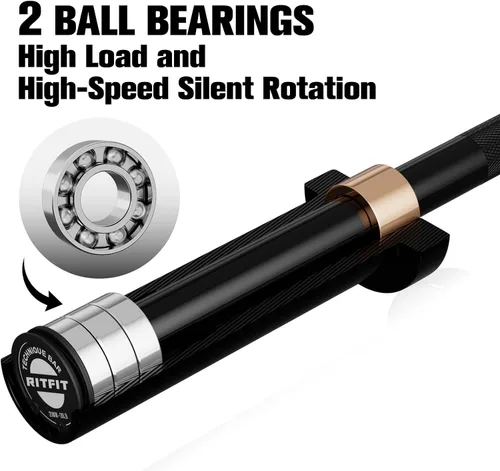Vista 7 de RITFIT Olympic Barbell 4ft/6ft - 2 Inch Weight Bar for Strength Training, Weightlifting, Squat, Deadlift, Bench Press, Curl, Overhead Press