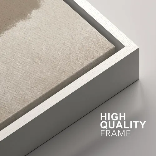 Vista 12 de SIGNFORD - Set de obras de arte en lienzo enmarcado para pared, ilustraciones abstractas de neblina del desierto en tonos neutros beige y marrón