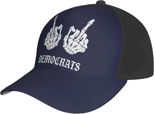 Vista 2 de Fuck Biden Democrats - Gorra de béisbol ajustable para hombres y mujeres, sombrero de Tucker para papá, color negro, Negro