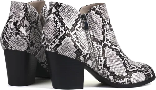 Vista 5 de firelli Botas de tobillo para mujer, botas de tacón bajo con punta redonda y cremallera