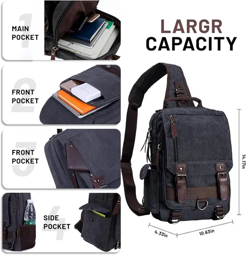 Vista 3 de Mygreen bolsa cruzada de lona, mochila de viaje
