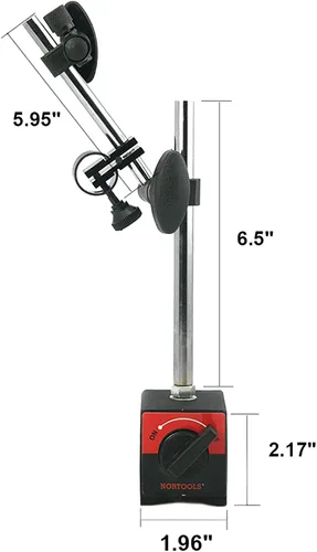 Vista 2 de Base magnética, soporte de calibre de dial, base magnética para indicadores de dial con ajuste fino, soporte de herramienta de brazo largo