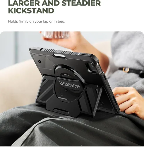 Vista 3 de Dexnor Funda para iPad Air de 11 pulgadas M3/M2, iPad Air de 5ª/4ª generación de 10.9 pulgadas Funda Resistente con correa de mano giratoria