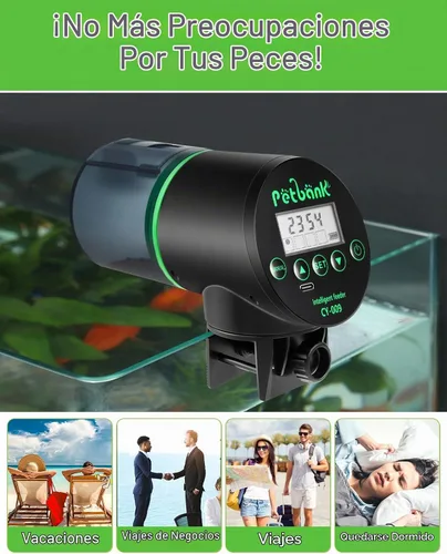 Vista 7 de Comedero automático para peces para acuario, fácil instalación y 4 Negro