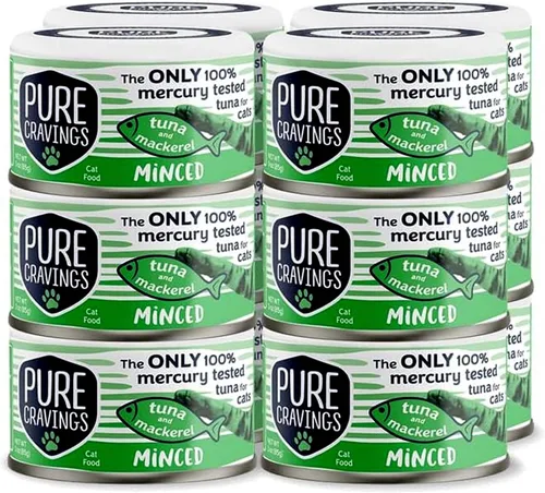 Vista 7 de Pure Cravings Alimento enlatado húmedo de atún y pollo picado para gatos, 100% probado con mercurio, lata de pescado húmedo para gatos, sin granos