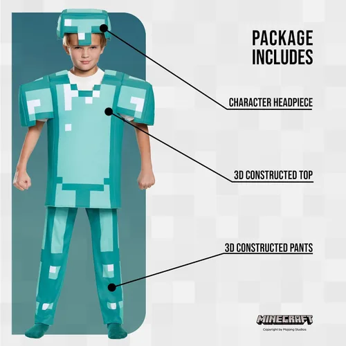 Vista 3 de Disfraz de Halloween de Minecraft Armor Deluxe para niños