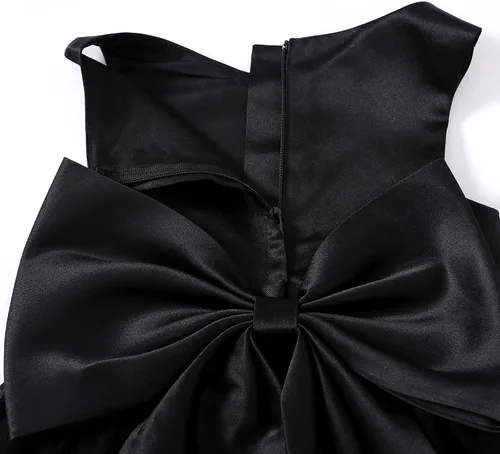 Vista 4 de OPAWO Vestidos negros para niña de flores para boda, vestido de Halloween, vestido de tul de encaje 3D satén princesa vestido de fiesta de bebé