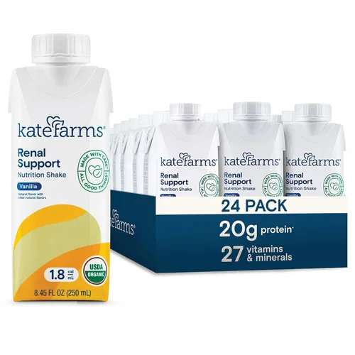 Vista 9 de KATE FARMS Batido orgánico de apoyo renal 1.8 a base de plantas, vainilla, 20g de proteína, 27 vitaminas y minerales, soporte nutricional