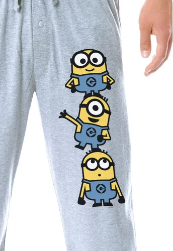 Vista 2 de Despicable Me Minions Chibi - Pantalones de pijama suaves para hombre, gris