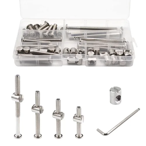 Vista 8 de Kit de Reemplazo de Tornillos y Accesorios para Cunas - Juego de 20 Pernos para Marco de Cama Infantil y Tuercas de Barril, Tornillos de Cabeza