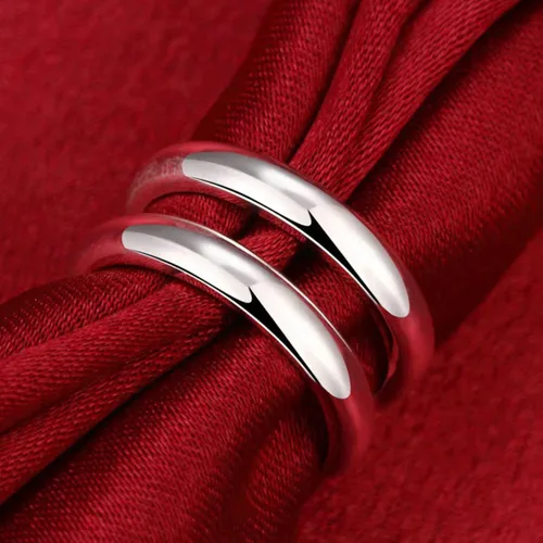Vista 95 de Anillo de plata de ley 925, minimalista, ajustable, hecho a mano, para mujeres y niñas