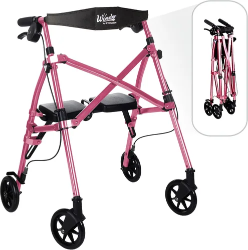 Vista 7 de Andador plegable con espacio para guardar Stander, andador rodante ligero con asiento para personas mayores y adultos, ayuda de movilidad de 4