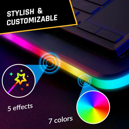 Vista 5 de KLIM Ultimate - Almohadilla de refrigeración RGB para laptop con borde LED, nuevo - Enfriador para laptop para juegos - Ventilador alimentado por
