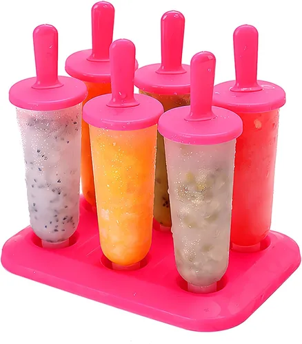 Vista 10 de 6 moldes para paletas de hielo, moldes de paletas con palos, para paletas de helado de bricolaje (azul, largo)