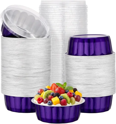 Vista 36 de Beasea Disposable Ramekins with Lids, 50 Pack 8oz 235ml Aluminum Foil Baking Cups with Lids, Aluminum Creme Brulee Ramekins Muffin Cupcake Pudding