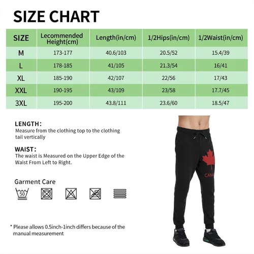 Vista 7 de Canada Maple Leaf Men's Joggers Pants with Pockets Athletic Loose-Fit Sweatpants for Workout, Running, Training Black