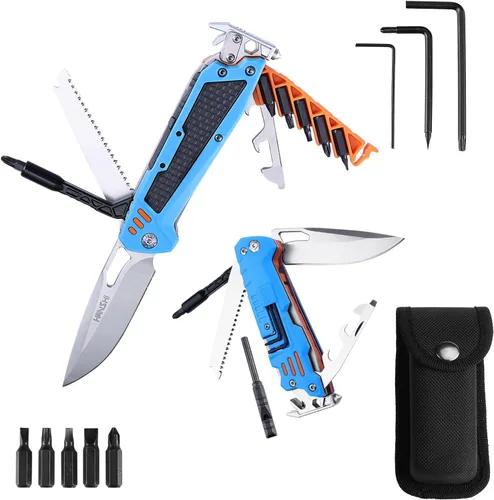 Vista 7 de HANSHI Llave Inglesa Ajustable Multiherramienta Martillo para Supervivencia, 16 en 1 Alicates Multiherramientas con Funda de Nylon, Navaja