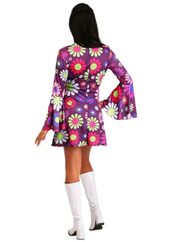 Vista 5 de Disfraz Groovy Flower Power para Mujer Adulto Multicolor