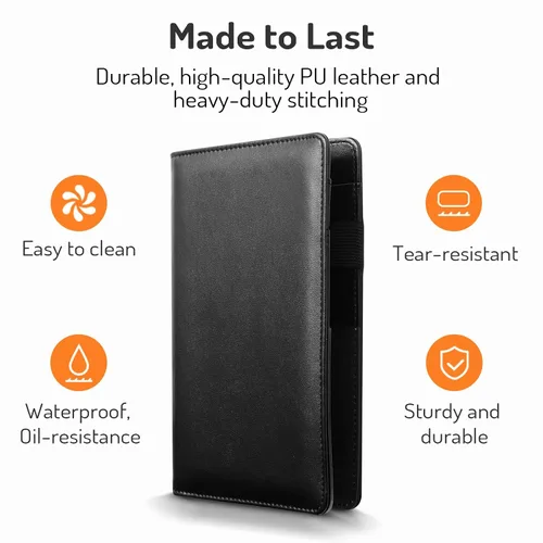 Vista 4 de Forvencer - Libreta para servidor, 2 bolsillos con cremallera, libros para camarera Waitress Book for Servers, Fits Waitress Apron, Guest Book
