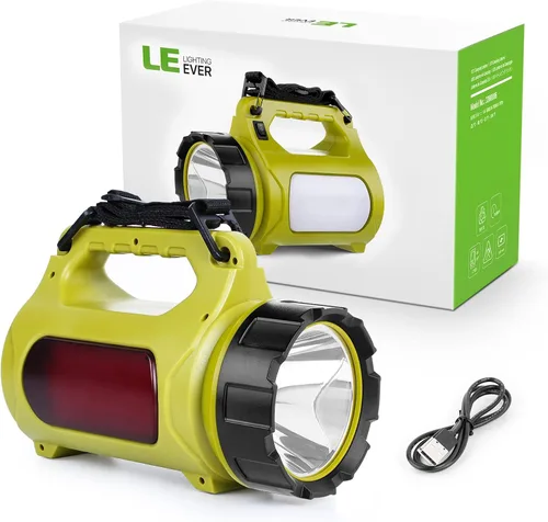 Vista 7 de Linterna LED recargable LE, elementos esenciales de camping, 1000 lm, 5 modos de luz, banco de energía, impermeable IPX4, linterna para emergencias