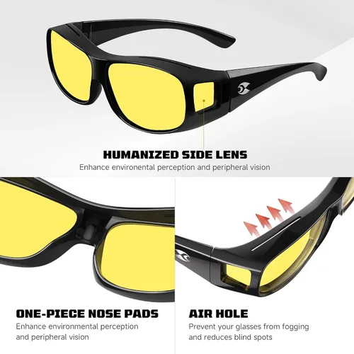 Vista 4 de suoso Lentes de conducción nocturna para hombres y mujeres, lentes polarizados antirreflejos, lentes de visión nocturna HD amarillos