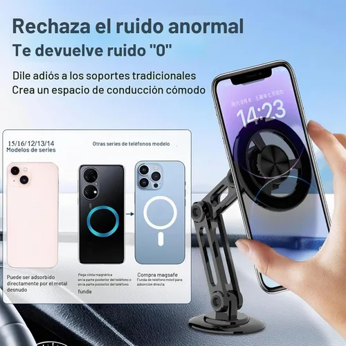 Vista 2 de Soporte magnético universal de 360° PRO para teléfono celular, soporte magnético plegable de aleación para teléfono celular para automóvil