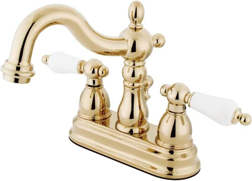 Vista 16 de Kingston Brass KB1607PL Heritage - Grifo de baño central de 4 pulgadas, latón cepillado Cobrizo cepillado
