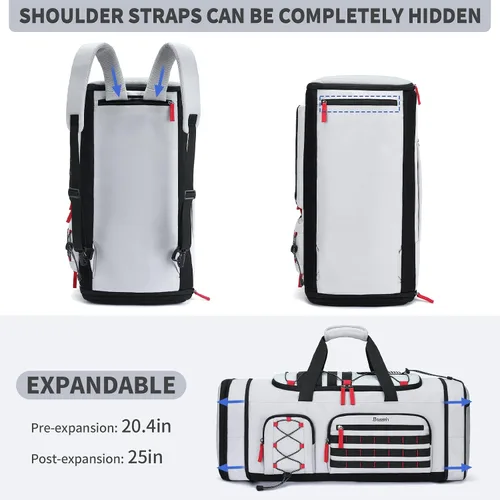 Vista 4 de Bosstin Bolsa de gimnasio para hombres y mujeres, 45L de viaje, bolsa de lona deportiva, mochila de viaje para gimnasio y fin de semana