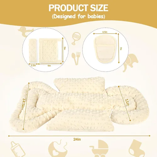 Vista 3 de Inserto de Asiento de Coche para Bebé Niño Niña, Inserto de Asiento de Coche 3 en 1 para Recién Nacido con Almohadillas y Correas, Respaldo