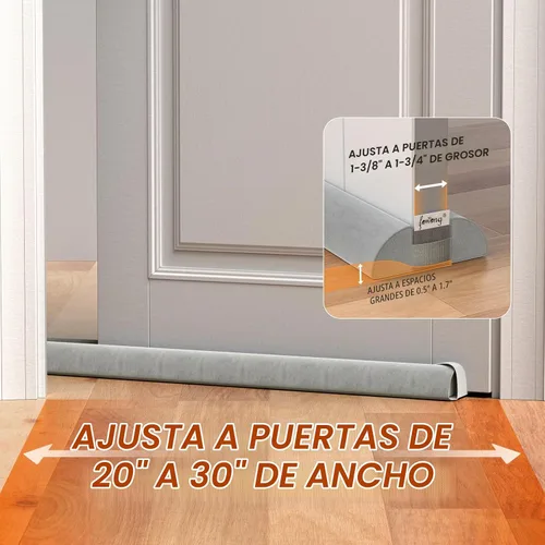 Vista 2 de fowong Tope de Corrientes de Aire para la Parte Inferior de la Puerta de 30" Ajustable, Bloqueador de Ruido que Reduce el Aire Frío, Sello de 2-Gris