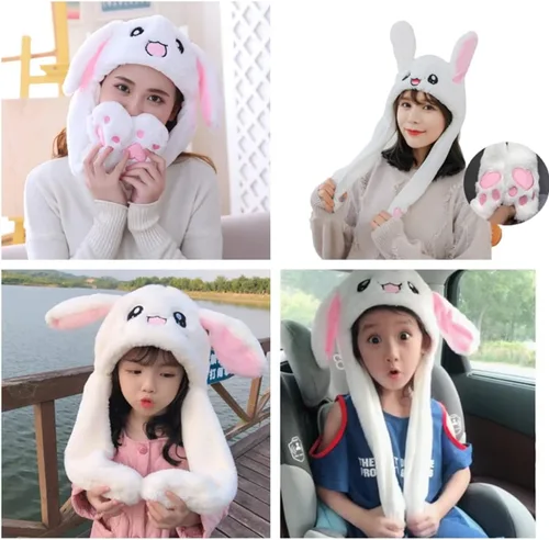 Vista 6 de Sombrero de conejo con orejas en movimiento, diadema para mujeres y niñas, accesorios Kawaii