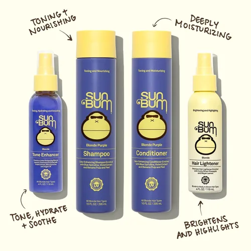 Vista 4 de Sun Bum Potenciador de tono rubio, neutraliza el latón y mejora el color y el brillo del cabello rubio, protege el tóner contra los rayos UV