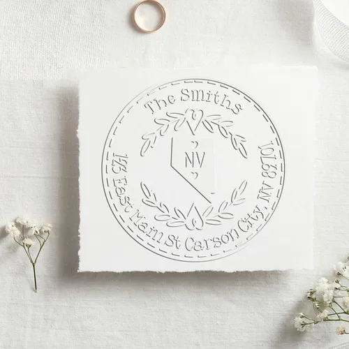 Vista 287 de Alabama State Wreath - Sello de sello de dirección personalizado para invitaciones de fiesta, tarjetas de vacaciones y decoración del hogar Sello