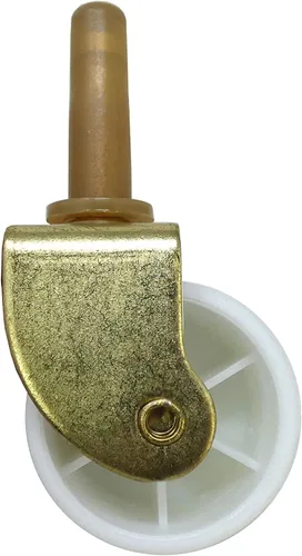 Vista 2 de Shepherd Hardware 9535 Rodillos de cama blancos de 2-1/8 pulgadas con vástago y zócalo, paquete de 2