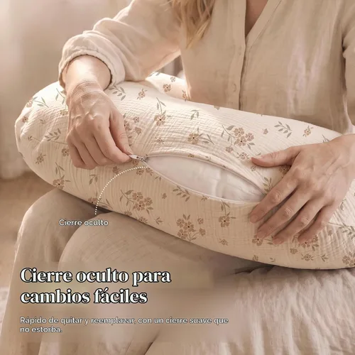 Vista 3 de Konssy Fundas de Almohada de Lactancia de Muselina, 100% Algodón Suaves y Adorables Fundas para Almohadas de Lactancia, Fundas Deslizables