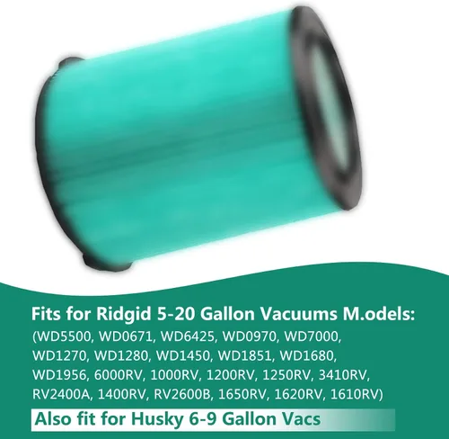 Vista 3 de Filtro VF6000 para aspiradora Ridgid Shop Vac de 5-20 galones en húmedo/seco, paquete de 1 Poliéster no tejido, lavable y reutilizable. Para