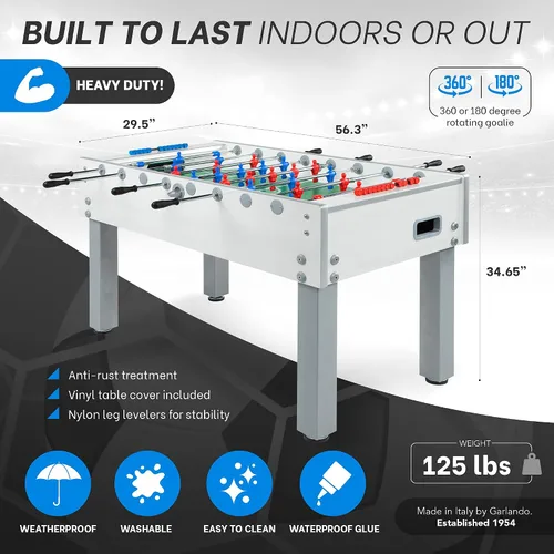 Vista 3 de Garlando Resistente a la intemperie, interior y exterior - Mesa de fútbol premium para sala de juegos, bares y patios