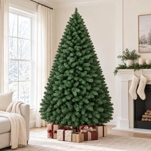 Vista 13 de Garvee 6 FT Prelit Pencil Christmas Tree, 100 Warm White LEDs, 578 Tips Snowy Pine Cones & Mixed Branches, Holiday Tree for Small Spaces
