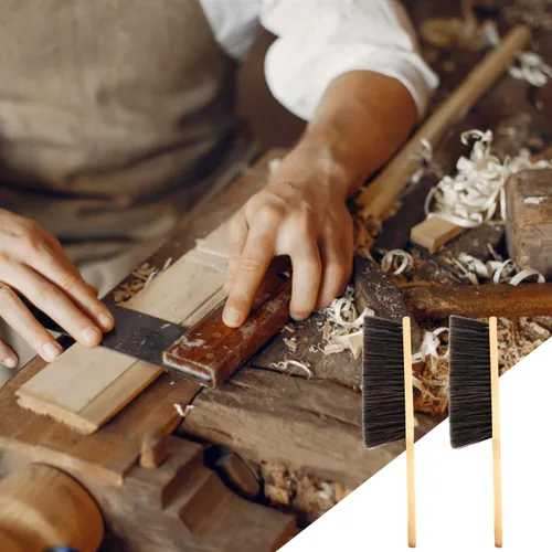 Vista 6 de 2 cepillos de polvo para escoba de mano, cepillos de banco de madera con cerdas suaves, cepillo para mostrador con mango de madera largo, cepillo